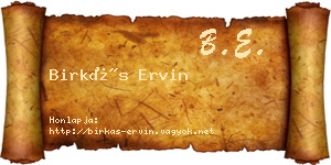 Birkás Ervin névjegykártya