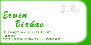 ervin birkas business card